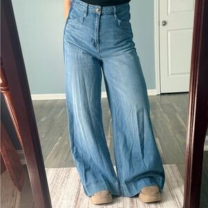 Vigoss extra high rise two tone wide leg jeans sz 29